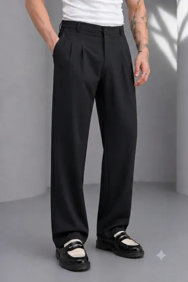 Pantaloni barbati casual, croiala lejera, negri A01