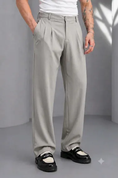 Pantaloni barbati casual, croiala lejera, gri deschis A01