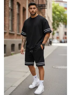 Compleu de vara tricou + pantaloni negru XXA