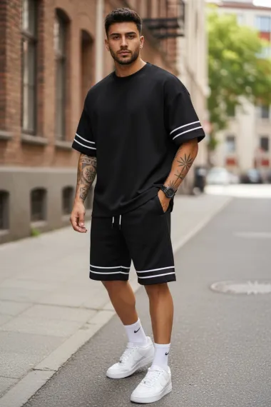 Compleu de vara tricou + pantaloni negru XXA