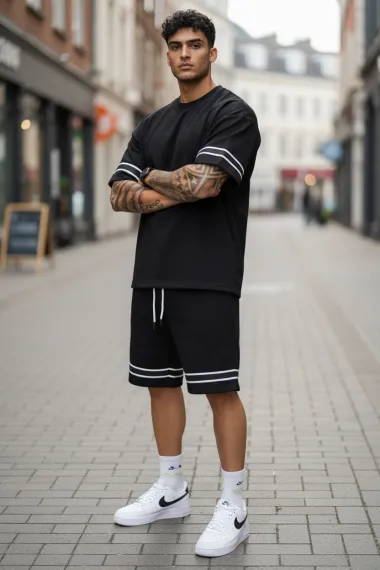 Compleu de vara tricou + pantaloni negru XXA
