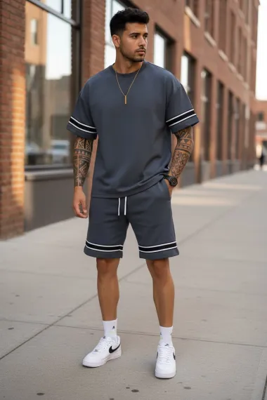 Compleu de vara tricou + pantaloni gri XXA