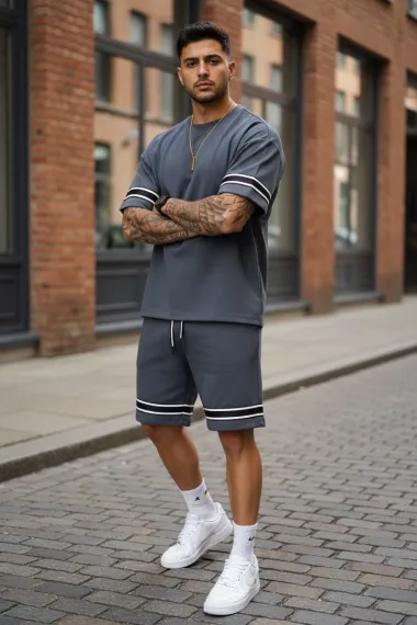 Compleu de vara tricou + pantaloni gri XXA