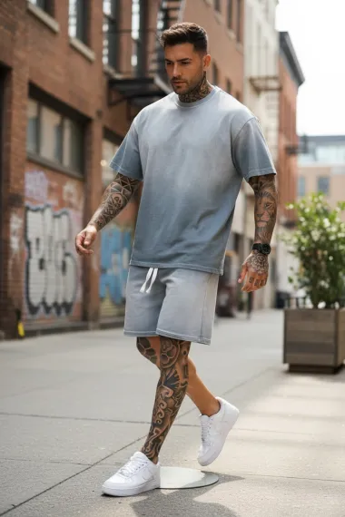 Compleu de vara tricou oversize + pantaloni degrade 203