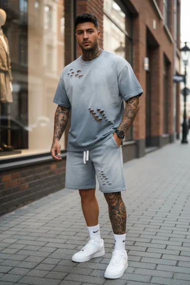 Compleu de vara tricou oversize + pantaloni degrade 2700