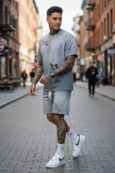 Compleu de vara tricou oversize + pantaloni degrade 2700