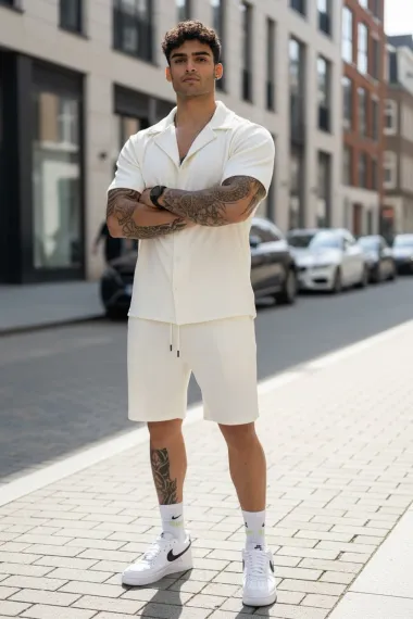 Compleu de vara camasa + pantaloni bej 3170