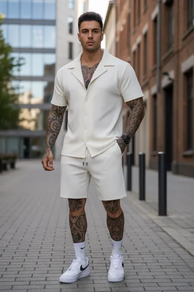 Compleu de vara camasa + pantaloni bej 3170