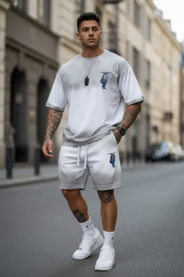 Compleu de vara tricou + pantaloni cu imprimeu 215