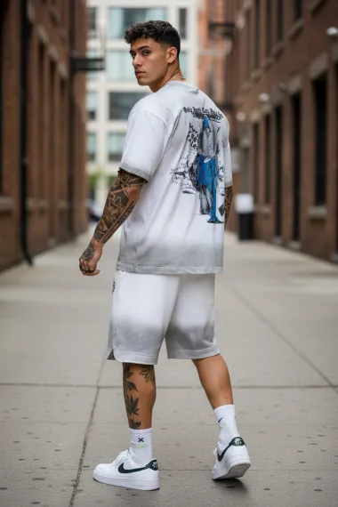 Compleu de vara tricou + pantaloni cu imprimeu 215