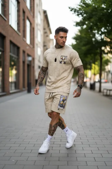 Compleu de vara tricou + pantaloni cu imprimeu 216
