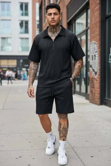 Compleu de vara tricou + pantaloni negru 218