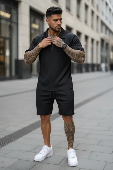 Compleu de vara tricou + pantaloni negru 218