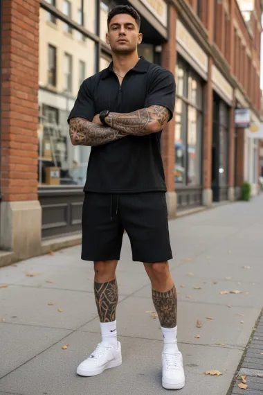 Compleu de vara tricou + pantaloni negru 218