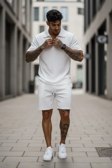 Compleu de vara tricou + pantaloni alb 219