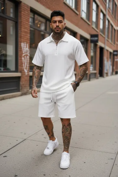 Compleu de vara tricou + pantaloni alb 219