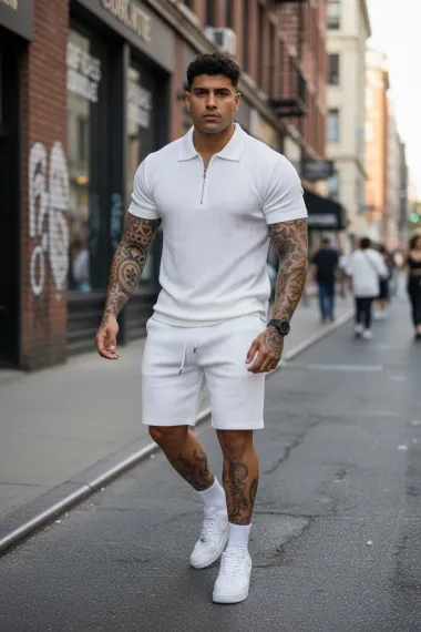 Compleu de vara tricou + pantaloni alb 219