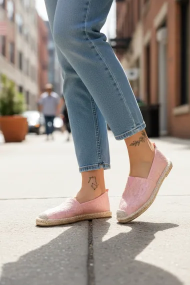 Espadrile dama casual roz Y031