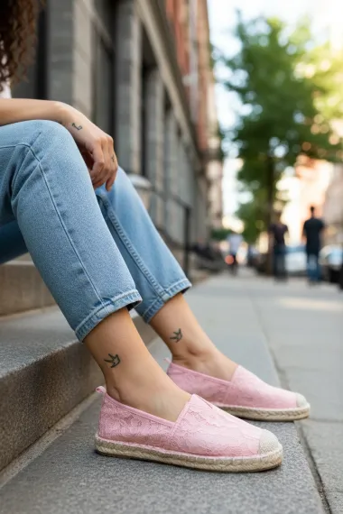 Espadrile dama casual roz Y031