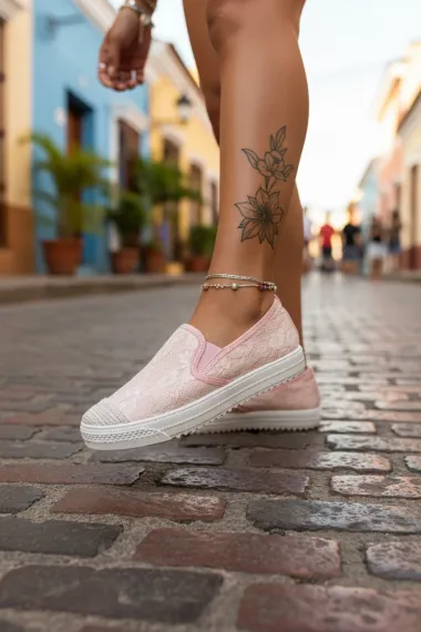 Espadrile dama casual roz Y602