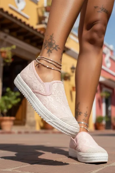 Espadrile dama casual roz Y602