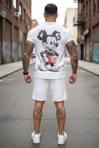 Compleu de vara tricou oversize + pantaloni alb 2119