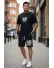 Compleu de vara tricou oversize + pantaloni negru 2178