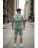 Compleu de vara tricou oversize + pantaloni verde 2178