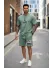 Compleu de vara tricou oversize + pantaloni verde 2178