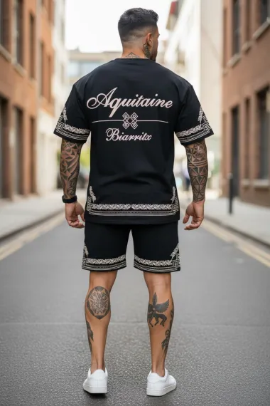Compleu de vara tricou oversize + pantaloni negru 2513