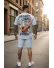 Compleu de vara tricou oversize + pantaloni bleu 547