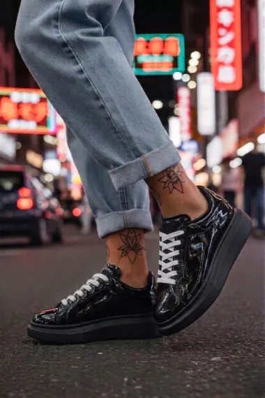 Adidasi barbati casual negri luciosi VIP ZR AAA