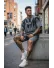 Compleu de vara tricou oversize + pantaloni gri SA22
