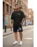Compleu de vara tricou oversize + pantaloni negru 030