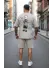 Compleu de vara tricou oversize + pantaloni bej 036