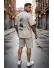 Compleu de vara tricou oversize + pantaloni bej 036