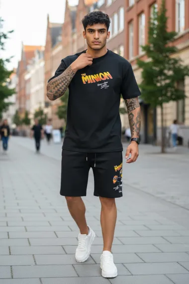 Compleu de vara tricou oversize + pantaloni negru 115
