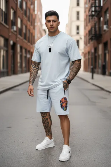 Compleu de vara tricou oversize + pantaloni 545