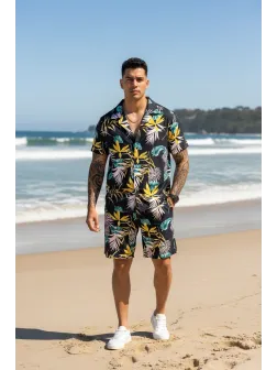 Compleu de vara camasa cu imprimeu + pantaloni 5501