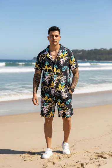 Compleu de vara camasa cu imprimeu + pantaloni 5501