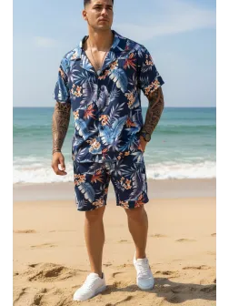 Compleu de vara camasa cu imprimeu + pantaloni 5505