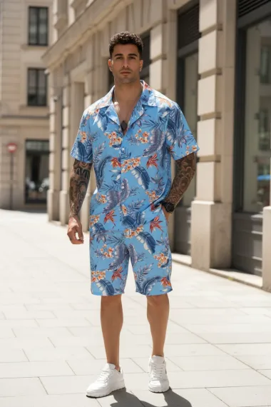 Compleu de vara camasa cu imprimeu + pantaloni 5507