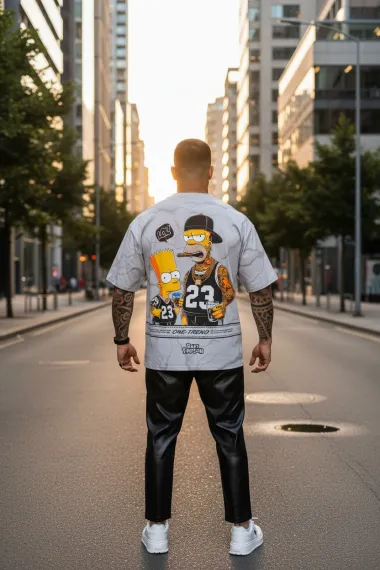 Tricou barbati gri cu imprimeu, oversize 2326 D3-2.1