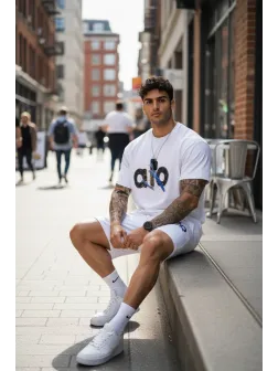 Compleu de vara, tricou + pantaloni, alb 5001