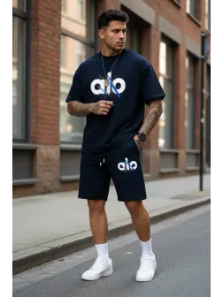 Compleu de vara, triocu + pantaloni, bleumarin 5001