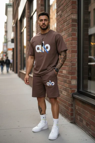 Compleu de vara, triocu + pantaloni, maro 5001