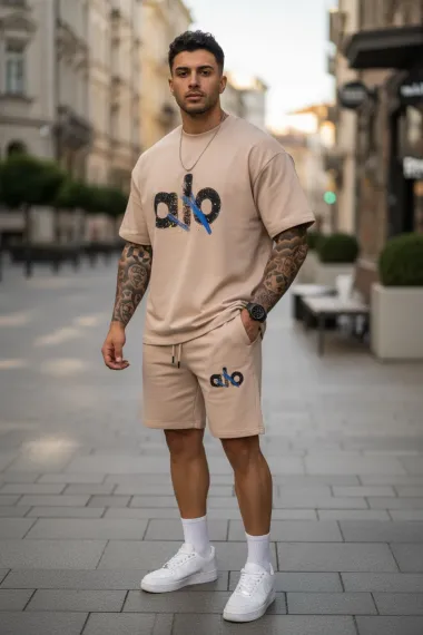 Compleu de vara, triocu + pantaloni, bej 5001