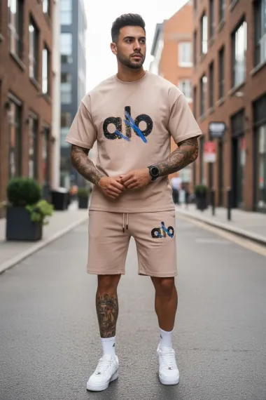 Compleu de vara, triocu + pantaloni, bej 5001