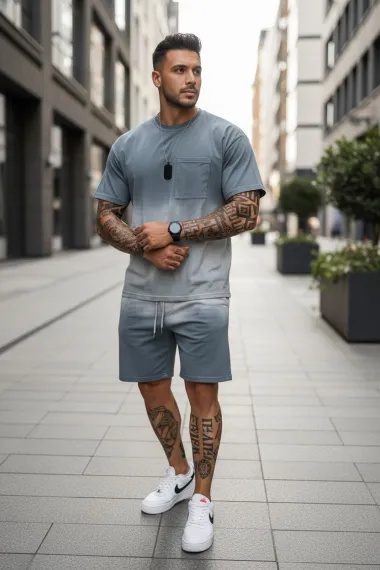 Compleu de vara, triocu + pantaloni, verde 6001