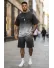 Compleu de vara, tricou + pantaloni, negru 8001